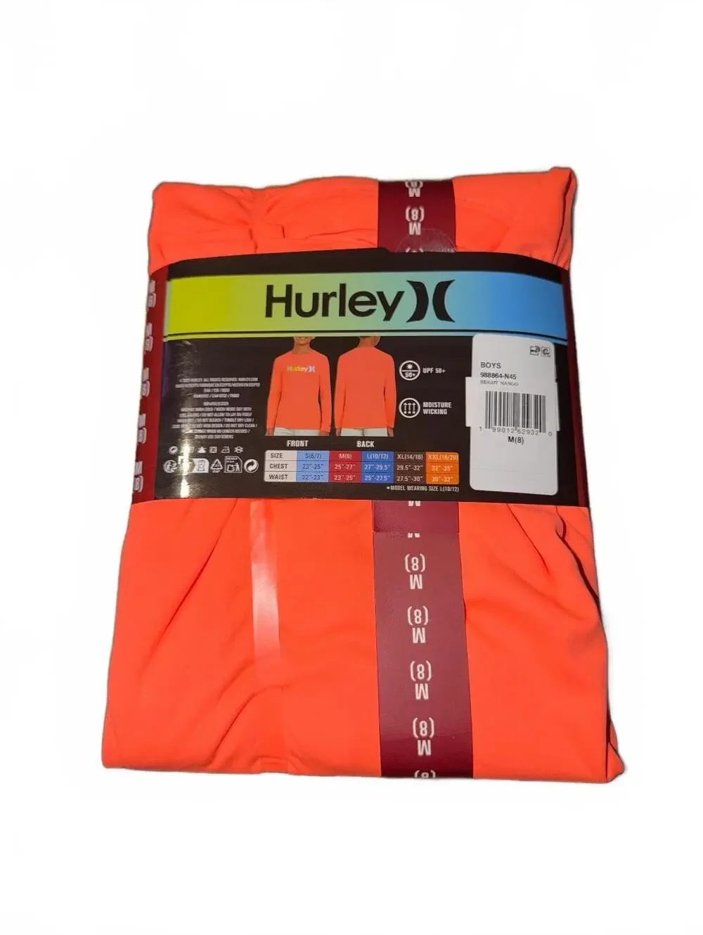 Hurley Boys Long Sleeve UPF 50+ Swim Top Size Medium (8)